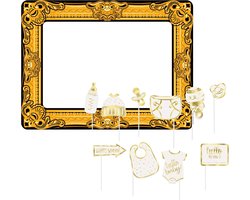 Babyshower foto prop set met frame - 11-delig - opblaasbare fotolijst - photo booth accessoires