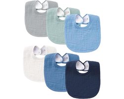 Babyslabber voor pasgeborenen, babyslabber voor baby's en peuters, jongens en meisjes, unisex set, slabbers met drukknoopsluiting, zacht katoen, absorberend en ademend, voor baby's,Blauw