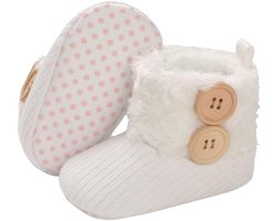 Babyslofjes - Fleece - Antislip baby schoentjes - Baby Sokjes - Jongens & Meisjes - 12-18 Maanden (13cm) - Wit