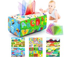 Babyspeelgoed 6 maanden, Tissue Box Toy - Montessori - Zintuiglijk, Contrast Babyspeelgoed 0 6 12 maanden, Jongen Meisje Kinderen Vroeg Leren Speelgoed Babycadeau