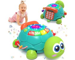 Babyspeelgoed voor 6-12 maanden, muzikaal schildpadkruipspeelgoed voor meisjes geschikt voor 12-18 maanden, vroeg leerzaam en educatief speelgoed voor baby's, geschikt voor pasgeborenen van 7, 8, 9, 11 maanden en ouder 1-2 jaar oud (groen).