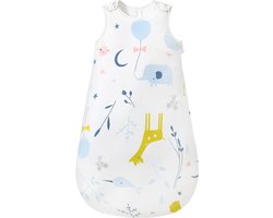 Babywinterslaapzak, kinderslaapzak, 2,5 TOG, slaapzak van 100% katoen, verschillende maten, van geboorte tot de leeftijd van 18 maanden, slaapzak voor het hele jaar (wit, dier, (18 - 24 maanden)
