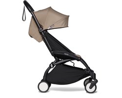 BABYZEN YOYO2 Kinderwagen (Zwart Frame met Taupe 6+ Kleurenpakket) - Inclusief Harnas, Rugleuning, Kapverlengingen, Schouderband, Opbergtas, Zitkussen en Bijpassende Kap