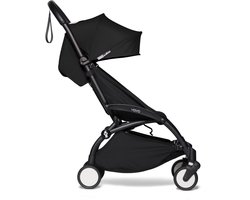 BABYZEN YOYO2 Kinderwagen (Zwart Frame met Zwart 6+ Kleurenpakket) - Inclusief Harnas, Rugleuning, Kapverlengingen, Schouderband, Opbergtas, Zitkussen en Bijpassende Kap