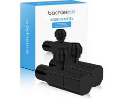 Bächlein Universeel Hoekventiel zelfafdichtend met Snelsluiting in mat zwart [set van 2] - 1/2 inch, opent en sluit met slechts 1/4 draai [Quarter Turn]...