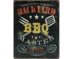 Backyard - 30 x 40cm - Barbecuebord - Wandbord mancave - Muurplaat - Decoratiebord - Metal sign - Metalen wandbord - Cave & Garden