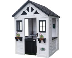 Backyard Discovery Sweetwater Speelhuis Wit/zwart - Houten Speelhuisje met Speelkeuken en accessoires - Speelhuis voor de tuin / buiten