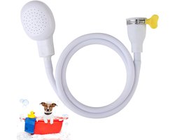 Bad Enkele Tap Douche Bevestiging Push on 13 M Rubberen Slang voor Kranen - Hand Held Draagbare Huisdier Hond Douche - Haar Douchekop voor Badkamer - Wassen Dressoir Keuken - Mengkraan Wit
