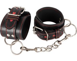 Bad Kitty –  Lederen Pols Boeien ook Geschikt voor Smalle Polsen – Zwart