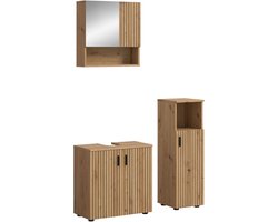 Badcombinatie Set Artisan Eik - 3-delige Badkamer Meubels met Spiegelkast - 105x180x30cm