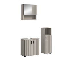 Badcombinatie Set Kasjmier - 3-delige Badkamer Meubels - Spiegelkast en Wastafel - 105x180x30cm