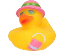 Badeendje strand thema - met hoedje en handtas - 5 cm - rubber