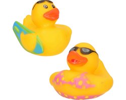 Badeendjes strand en surfer set 2x - 5 cm - rubber