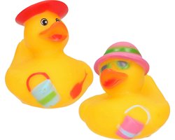 Badeendjes strand thema set 2x - 5 cm - rubber