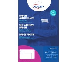 badge etiket Avery 50x80mm NP 20 vel 10 etiketten per vel wit AV-L4785-20