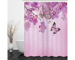 Badgordijn textiel - Douchegordijn waterdicht - Badkamer decoratie - Hoogwaardig polyester - 150x200cm - Paars