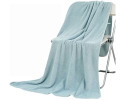 Badhanddoek – Extra grote bad- of strandhanddoek van dik-dicht coral fleece – Lichtgewicht en sneldrogend – Geschikt voor sportschool-reizen-kamperen en zwembad-Lichtblauw-35*75cm