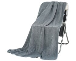 Badhanddoek – Extra grote bad- of strandhanddoek van dik-dicht coral fleece – Lichtgewicht en sneldrogend – Geschikt voor sportschool-reizen-kamperen en zwembad-Grijs-35*75cm