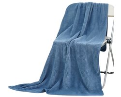 Badhanddoek – Extra grote bad- of strandhanddoek van dik-dicht coral fleece – Lichtgewicht en sneldrogend – Geschikt voor sportschool-reizen-kamperen en zwembad-Donkerblauw-35*75cm
