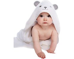 Badhanddoek met capuchon — Deze babybadhanddoek is gemaakt van bamboevezel-rayon, heeft berenoortjes en is geschikt voor pasgeborenen, baby’s en peuters — Grote, zeer absorberende babybadhanddoek — Beerdesign, 80 x 80 cm
