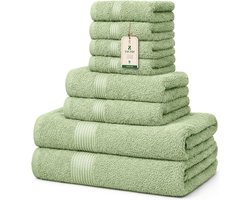Badhanddoek Set - Handdoeken Set - Badkamer Comfort - 100% Zacht Katoen - 3 maten - Saliegroen
