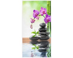 Badhanddoek Zen Steen - Strandlaken Bamboe - Reizen en Sport - Zelf Ontworpen Print - Eén maat - Paars