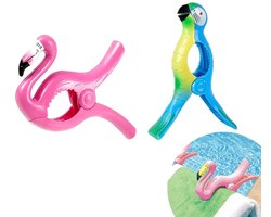 Badhanddoekclips - 4 stuks - Roze en blauw - Kunststof en metaal
