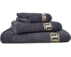 Badhanddoeken 100x 200 Fijnste Katoenen Hoogpolige Badstof Medusa Vlakke Reliëf Gouden Medusa Borduursel - Saunahanddoek 50x90 100x150 badhanddoeken 100x 200