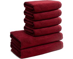 Badhanddoeken 100x 200 Set voor Volwassenen - Badhanddoeken 70x140cm - Handdoeken 50x100cm - 100% Premium Katoen - Zeer Zacht & Absorberend - Oeko-TEX gecertificeerd - 500g/m2 - Rood badhanddoeken 100x 200
