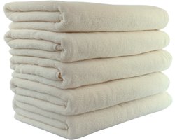 Badhanddoeken, 70x140 cm, 100% Biologisch Katoen, Set van 5 stuks, Hotelkwaliteit, Luxe handdoeken, GOTS & Vegan Gecertificeerd, Bio, Badtextiel, De Linde Home, Ecru
