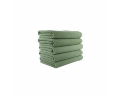 Badhanddoeken, 70x140 cm, 100% Biologisch Katoen, Set van 5 stuks, Hotelkwaliteit, Luxe handdoeken, GOTS & Vegan Gecertificeerd, Bio, Badtextiel, De Linde Home, Lichtgroen