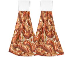 Badhanddoeken Lus - Douchedoeken Set - Keuken en Badkamer - Sneldrogend Koraalfleece - 30x43 cm - Wit Patroon