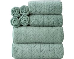 Badhanddoeken Set – 8 Stuks Zacht en Hoog Absorberend, Sneldrogende Handdoeken voor Badkamer, Douche, Spa en Wellness - Groen