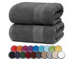 Badhanddoeken van badstof, 2-pack, 100x150cm, 100% katoen, antracietgrijs