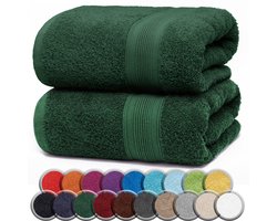 Badhanddoeken van badstof, 2-pack, 100x150cm, 100% katoen, donkergroen