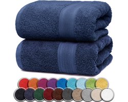Badhanddoeken van badstof, 2-pack, 100x150cm, 100% katoen, marineblauw