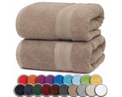 Badhanddoeken van badstof, 2-pack, 100x150cm, 100% katoen, zand
