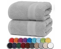 Badhanddoeken van badstof, 2-pack, 100x150cm, 100% katoen, zilvergrijs