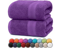 Badhanddoeken van badstof, 2-pack, 70x140cm, 100% katoen, paars