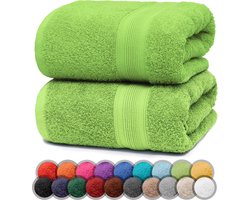 Badhanddoeken van badstof, set van 2, 70x140cm, 100% katoen, appelgroen.