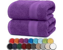 Badhanddoeken van badstof, verpakking van 2, 100x150cm, 100% katoen, paars
