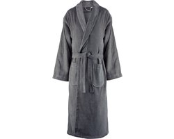 Badjas - velours katoen - donkergrijs - sjaalkraag badjas sauna - Unisex