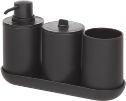 Badkamer Accessoire Set, Kunststof, 4 Delig, Zwart - iDesign | Cade