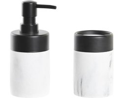 Badkamer Accessoire Set Wit Zwart
