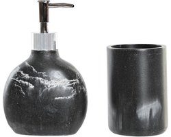 Badkamer Accessoire Set Zwart Marmer