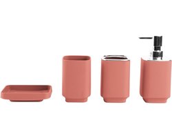Badkamer Accessoires Set - Badkamer Set - Dagelijks Gebruik - Onbreekbaar Plastic - Morandi Oranje