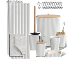 Badkamer Accessoireset - Complete Set - Badkamer Inrichten - 22 Delig - 29.7 x 20.5 x 19.9 cm - Wit