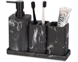 Badkamer Accessoiresets - Marmer Design - 4-delige set - zwart - stijlvol