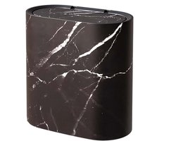 Badkamer Afvalbak - Prullenbak Deksel - Afval Opbergen - Marmer Look Design - 32x29x18 cm - Zwart