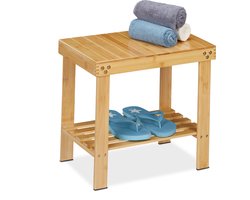badkamer bankje met opbergruimte - bamboe badkamerkruk - zitkruk 150 kg - hal
